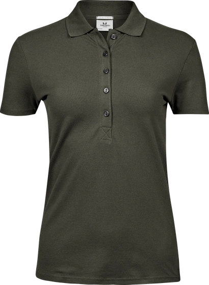 Prabangūs moteriški „Turbo“ tamprūs polo marškinėliai su V formos iškirpte